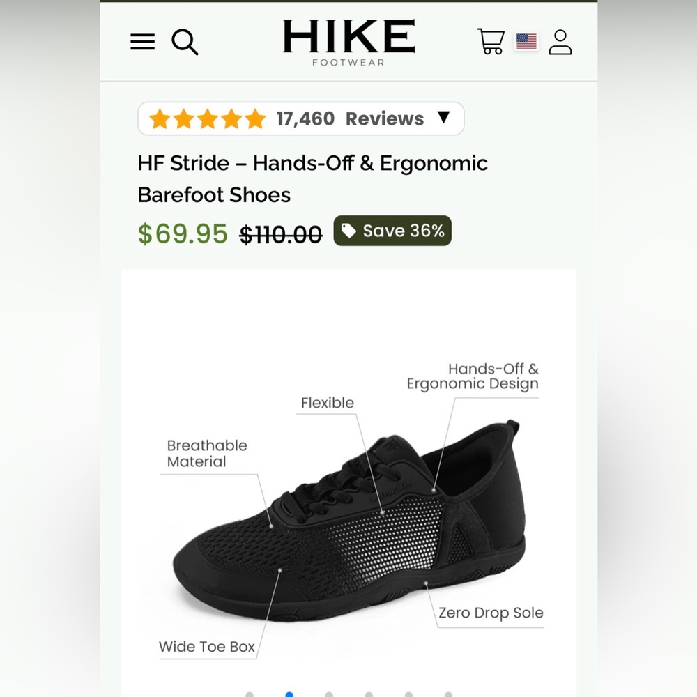 Hike Footwear STRIDE Women's Size 9-9.5 Black Athletic Shoes #316